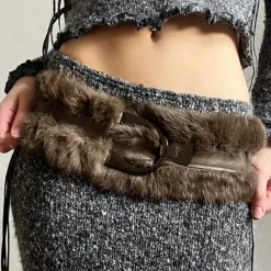 Belts & Chains*Boogzel Clothing 2000s Faux Fur Leather Belt