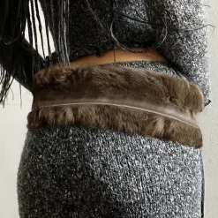 Belts & Chains*Boogzel Clothing 2000s Faux Fur Leather Belt