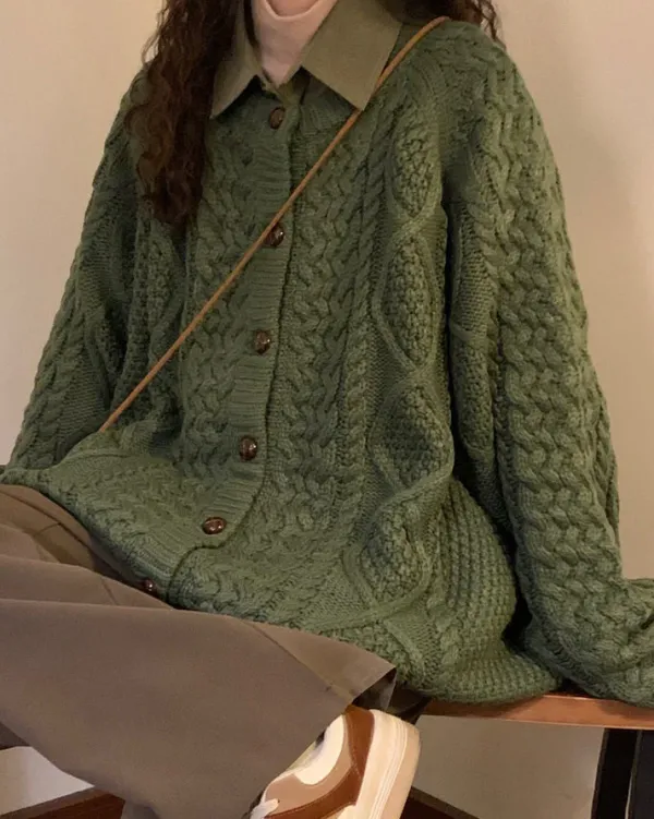 Knit Cardigans*Boogzel Clothing 80's Grandma Collar Cardigan