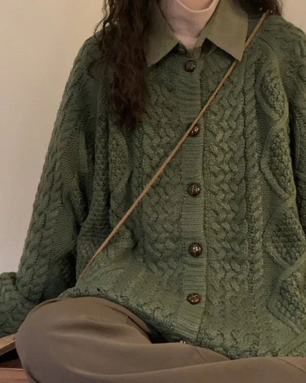 Knit Cardigans*Boogzel Clothing 80's Grandma Collar Cardigan