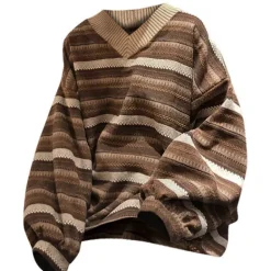 Striped Sweaters|Sweaters*Boogzel Clothing 80's Grandma V-Neck Sweater