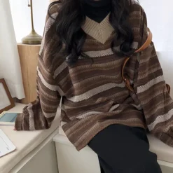 Striped Sweaters|Sweaters*Boogzel Clothing 80's Grandma V-Neck Sweater