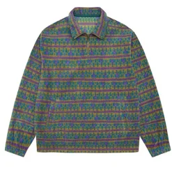 Sweatshirts*Boogzel Clothing 80's Grandma Zip-Up Fleece Sweatshirt Green/purple