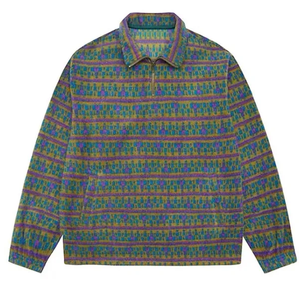 Sweatshirts*Boogzel Clothing 80's Grandma Zip-Up Fleece Sweatshirt Green/purple