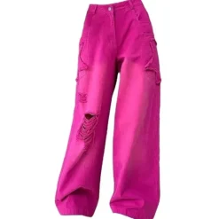 Jeans*Boogzel Clothing 00s Kids Star Ripped Baggy Jeans Pink