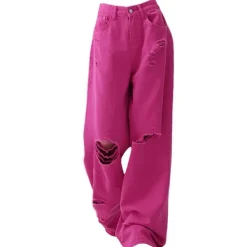 Jeans*Boogzel Clothing 00s Kids Star Ripped Baggy Jeans Pink