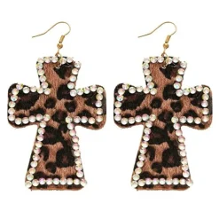 Earrings*Boogzel Clothing 2000s Leopard Cross Earrings