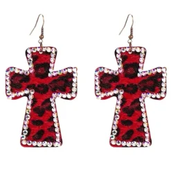 Earrings*Boogzel Clothing 2000s Leopard Cross Earrings