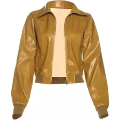 Coats & Jackets*Boogzel Clothing 90s Mustard Leather Jacket Yellow