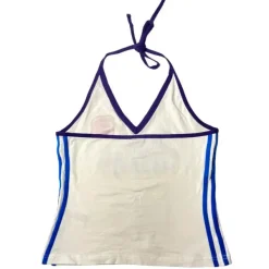 Crop Tops*Boogzel Clothing 90s Style France Halter Top White/blue