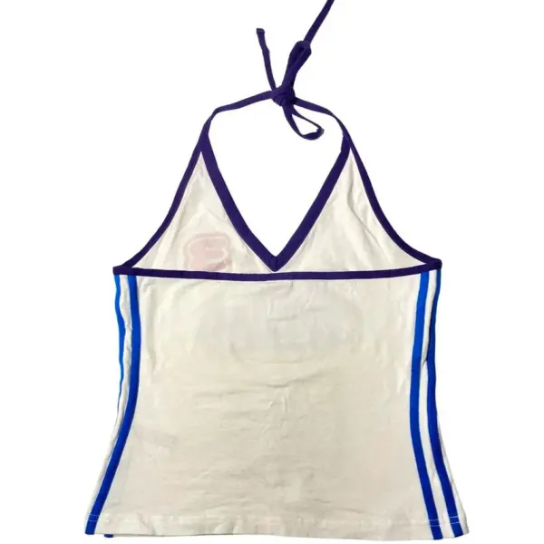 Crop Tops*Boogzel Clothing 90s Style France Halter Top White/blue
