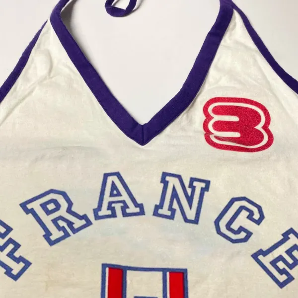 Crop Tops*Boogzel Clothing 90s Style France Halter Top White/blue