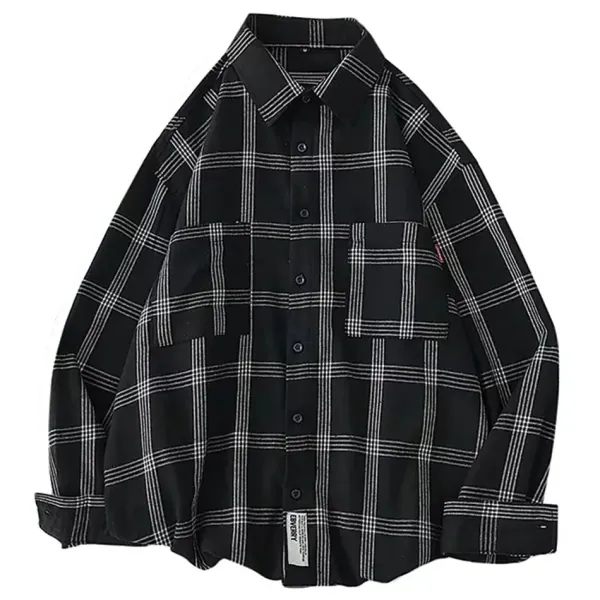 Mens|Long Sleeve Tops*Boogzel Clothing 90s Style Plaid Oversized Shirt