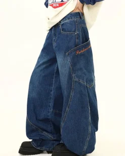 Jeans*Boogzel Clothing 90s Style Wide Leg Jeans Blue