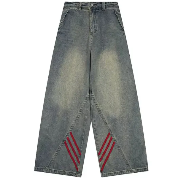 Jeans*Boogzel Clothing 90s Style Wide Red Stripe Jeans Blue/red