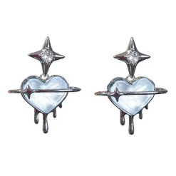 Earrings*Boogzel Clothing Saturn Star Heart Earrings Silver