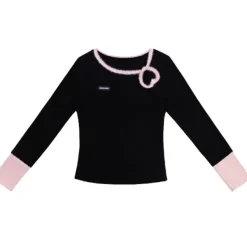 Sweaters|Long Sleeve Tops*Boogzel Clothing Secret Crush Heart Cutout Top Black/pink
