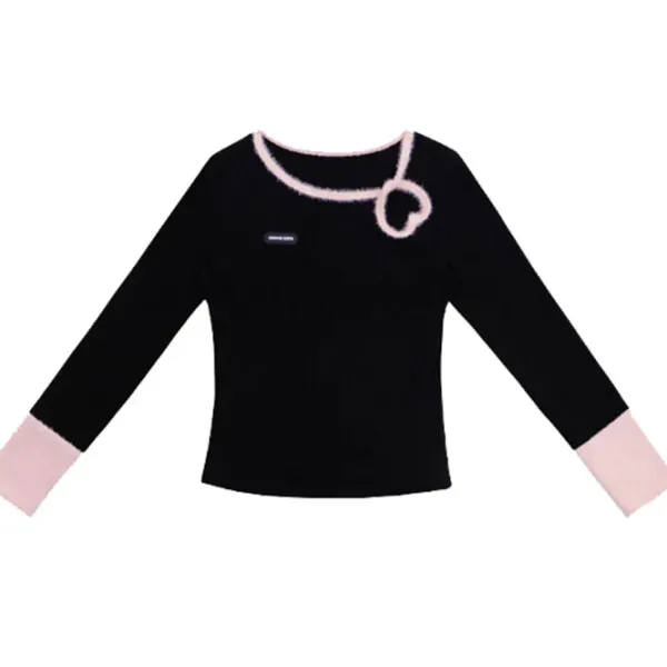 Sweaters|Long Sleeve Tops*Boogzel Clothing Secret Crush Heart Cutout Top Black/pink