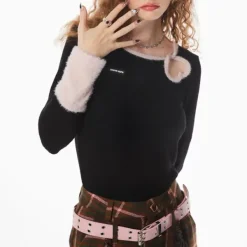 Sweaters|Long Sleeve Tops*Boogzel Clothing Secret Crush Heart Cutout Top Black/pink