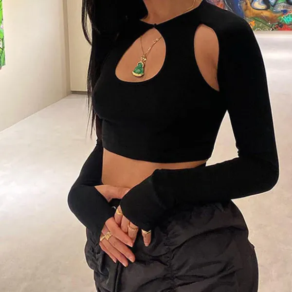 Long Sleeve Tops*Boogzel Clothing Self Made Crop Top Black