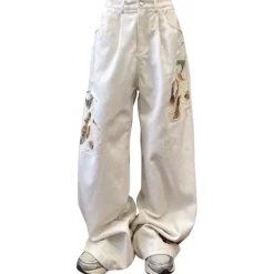 Jeans*Boogzel Clothing Self Made Lace Detail Baggy Jeans White