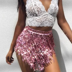 Skirts*Boogzel Clothing Sequin Fringe Skirt