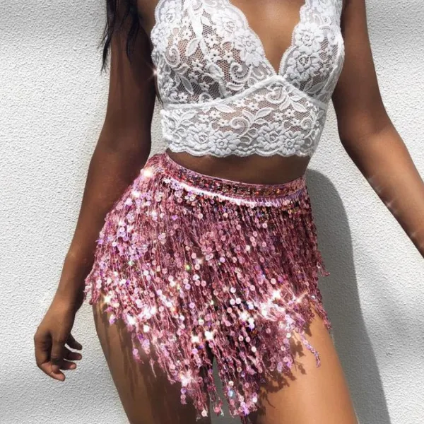 Skirts*Boogzel Clothing Sequin Fringe Skirt