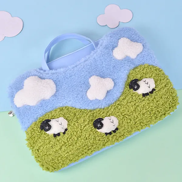 Bags & Purses*Boogzel Clothing Sheep Embroidery Aesthetic Handbag Blue/green