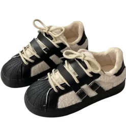 Aesthetic Sneakers*Boogzel Clothing Sherpa Buckle Straps Sneakers