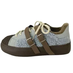 Aesthetic Sneakers*Boogzel Clothing Sherpa Buckle Straps Sneakers