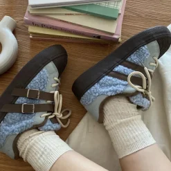 Aesthetic Sneakers*Boogzel Clothing Sherpa Buckle Straps Sneakers