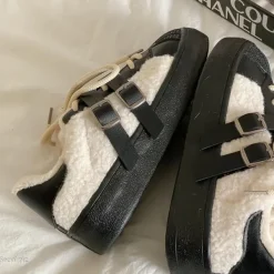 Aesthetic Sneakers*Boogzel Clothing Sherpa Buckle Straps Sneakers