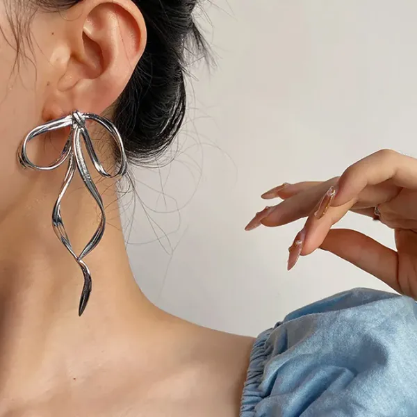 Earrings*Boogzel Clothing Bow Earrings Silver