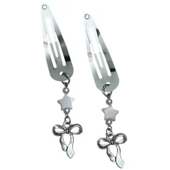 Hair Accessories*Boogzel Clothing Hair Clip with Ribbon Charms Silver