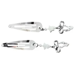 Hair Accessories*Boogzel Clothing Hair Clip with Ribbon Charms Silver