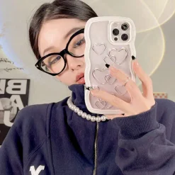 Iphone Cases*Boogzel Clothing Silver Hearts iPhone Case White