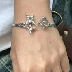 Bracelts*Boogzel Clothing Star and Crystal Open Bracelet Silver
