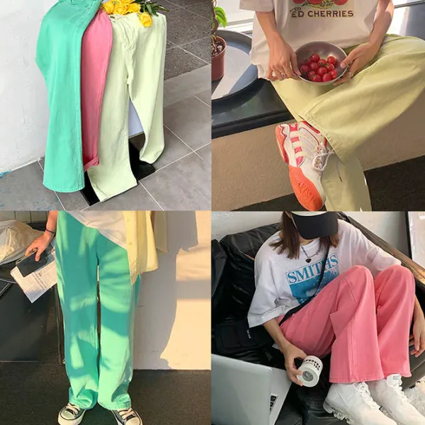 Jeans*Boogzel Clothing Skater Girl Aesthetic Wide Neon Jeans