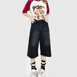 Mens|Shorts*Boogzel Clothing Skater Girl Denim Baggy Shorts Black