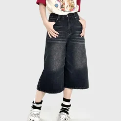 Mens|Shorts*Boogzel Clothing Skater Girl Denim Baggy Shorts Black