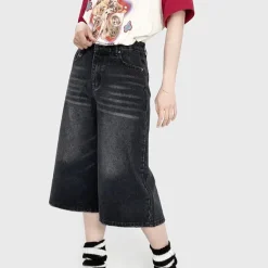 Mens|Shorts*Boogzel Clothing Skater Girl Denim Baggy Shorts Black
