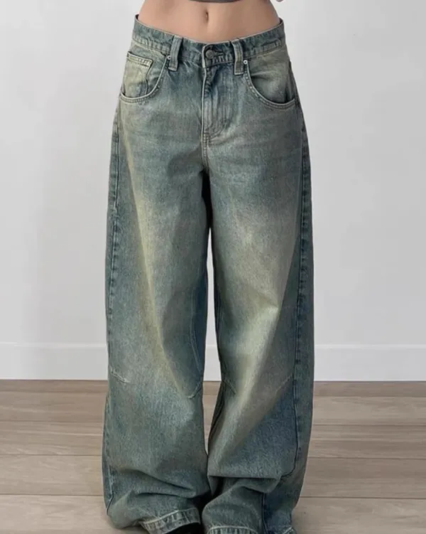 Jeans*Boogzel Clothing Skater Girl Washed Wide-Leg Jeans Blue