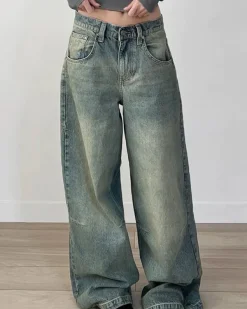 Jeans*Boogzel Clothing Skater Girl Washed Wide-Leg Jeans Blue