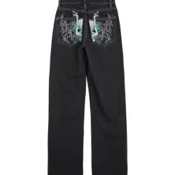 Jeans*Boogzel Clothing Skeleton Embroidery Jeans Black