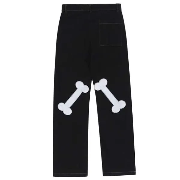 Jeans*Boogzel Clothing Skeleton Hands Embroidery Jeans Black