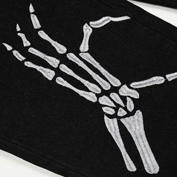 Jeans*Boogzel Clothing Skeleton Hands Embroidery Jeans Black