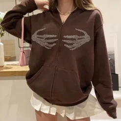 Hoodies*Boogzel Clothing Skeleton Hands Rhinestone Hoodie
