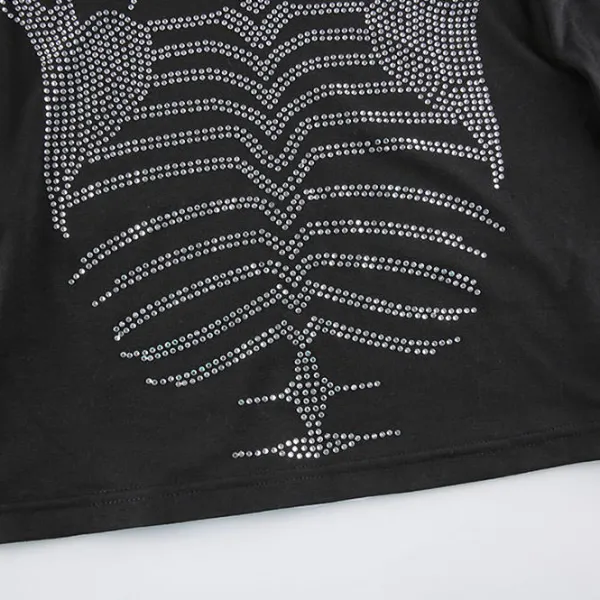 Long Sleeve Tops*Boogzel Clothing Skeleton Rhinestone Long Sleeve Top Black