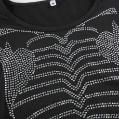 Long Sleeve Tops*Boogzel Clothing Skeleton Rhinestone Long Sleeve Top Black