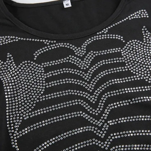 Long Sleeve Tops*Boogzel Clothing Skeleton Rhinestone Long Sleeve Top Black